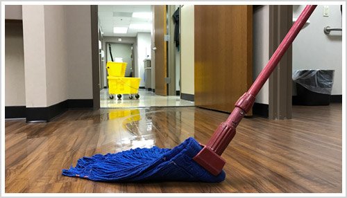 thoroughly cleaning a medical office