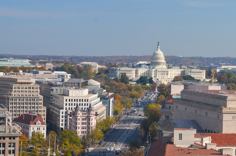 Ariel View of the Capital Building and Washington DC