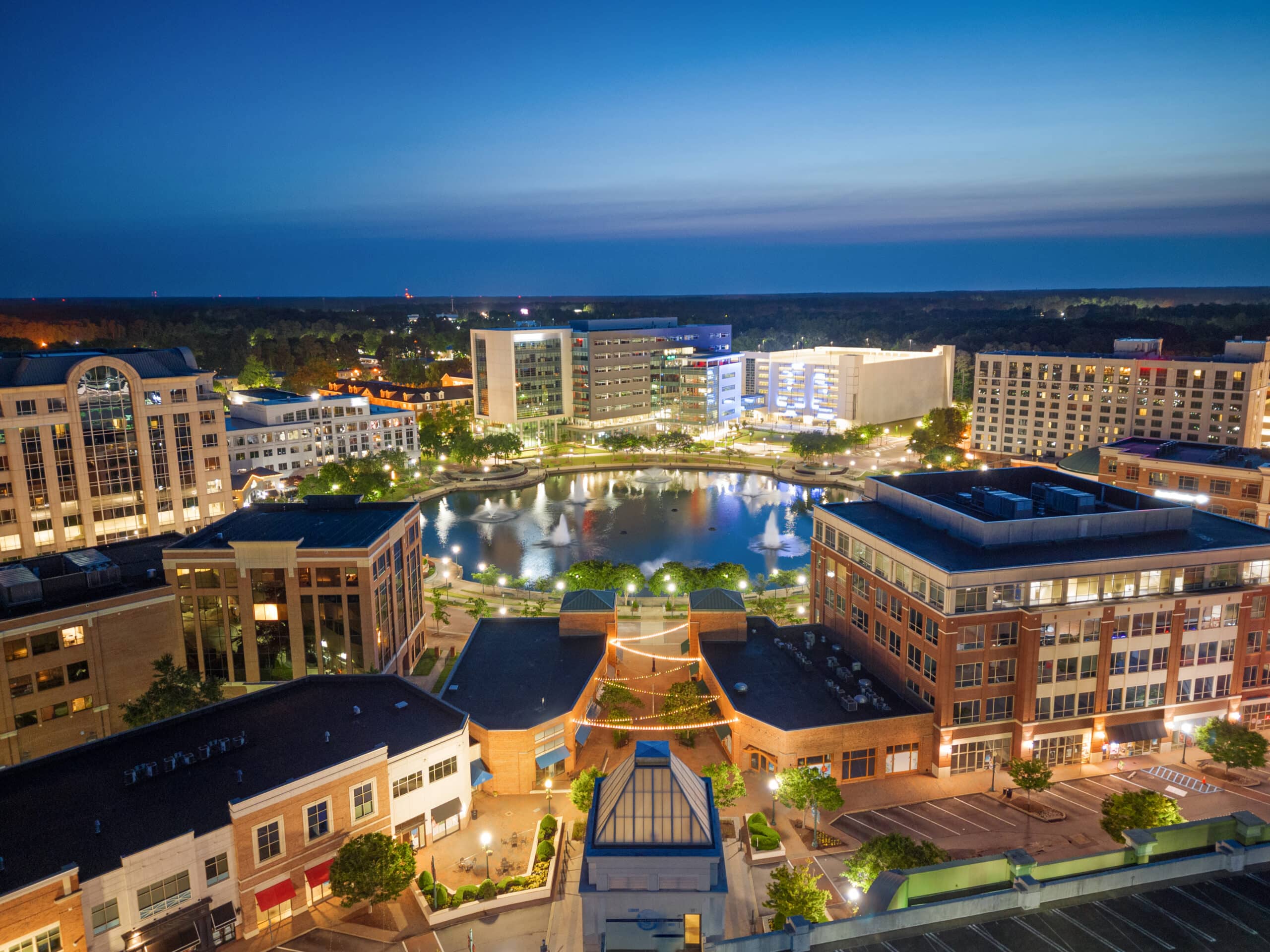 Aerial View of USA city Center in Newport News Virgnia