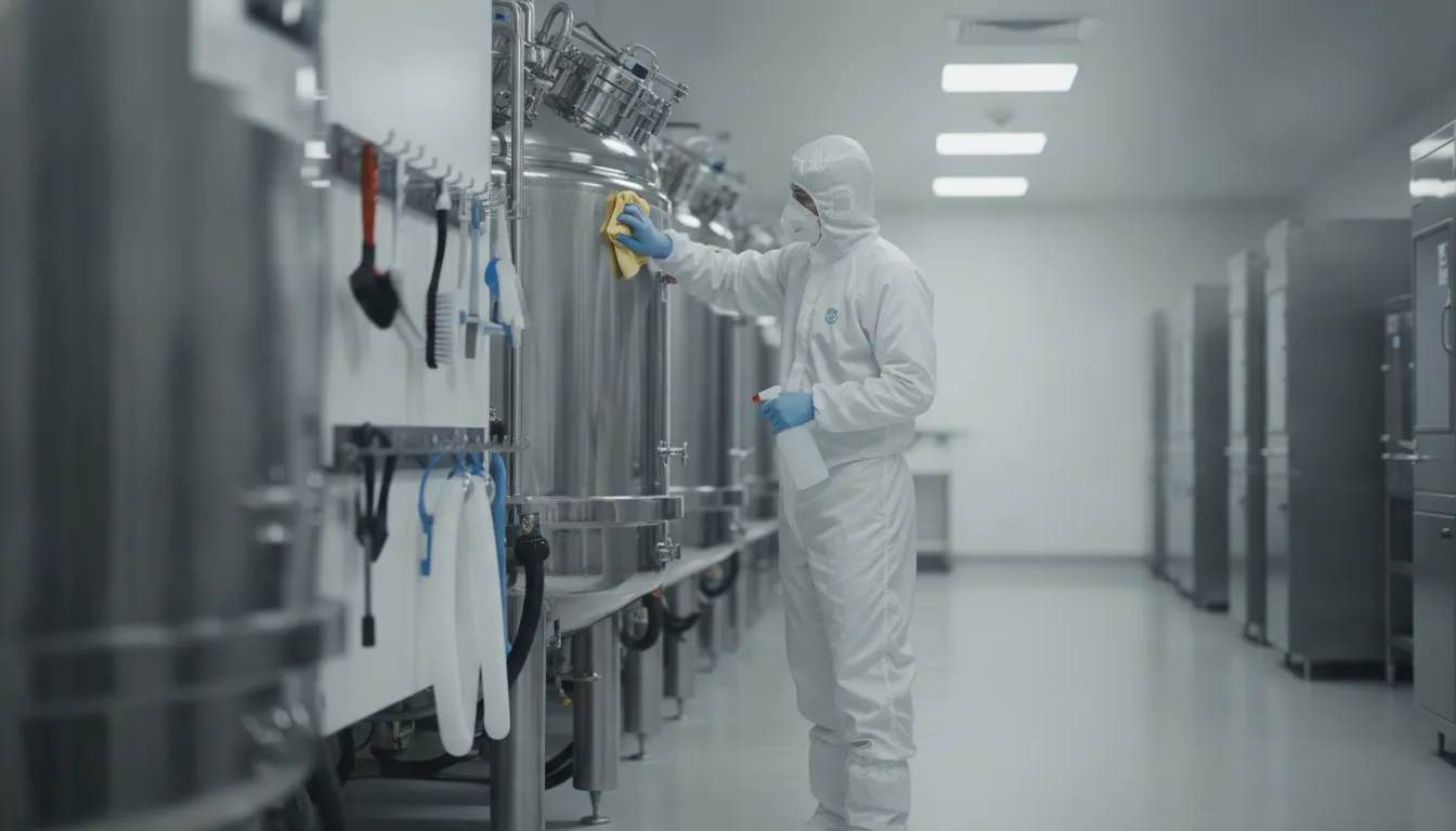 critical-environment-certification-what-it-means-765144 Technician performing controlled-environment cleaning in a laboratory